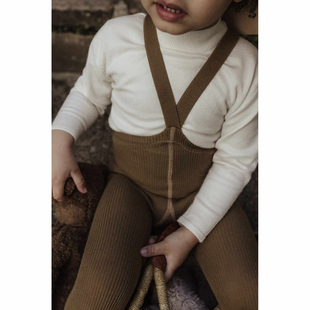 Silly Silas - Footed cotton tights with braces - Acorn Brown | Scout & Co