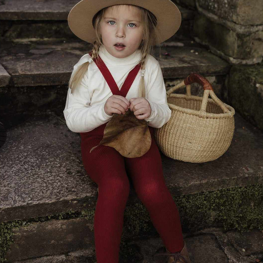 Silly Silas - Footed cotton tights with braces - Maple Leaf | Scout & Co