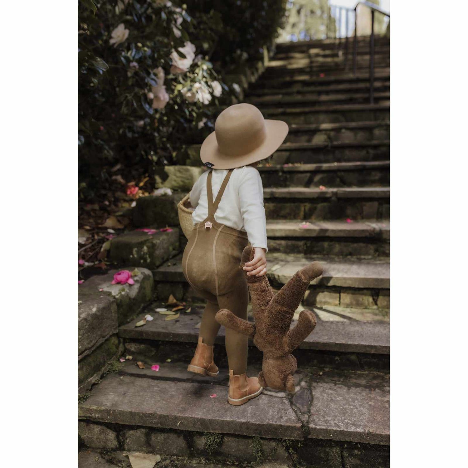 Silly Silas - Footed cotton tights with braces - Acorn Brown | Scout & Co