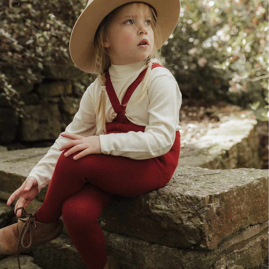 Silly Silas - Footed cotton tights with braces - Maple Leaf | Scout & Co