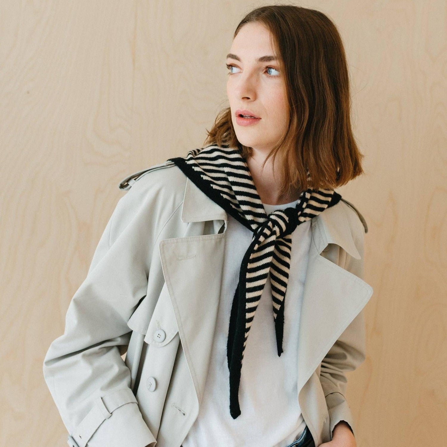 TBCo - Merino Triangle Scarf in Black Stripe | Scout & Co