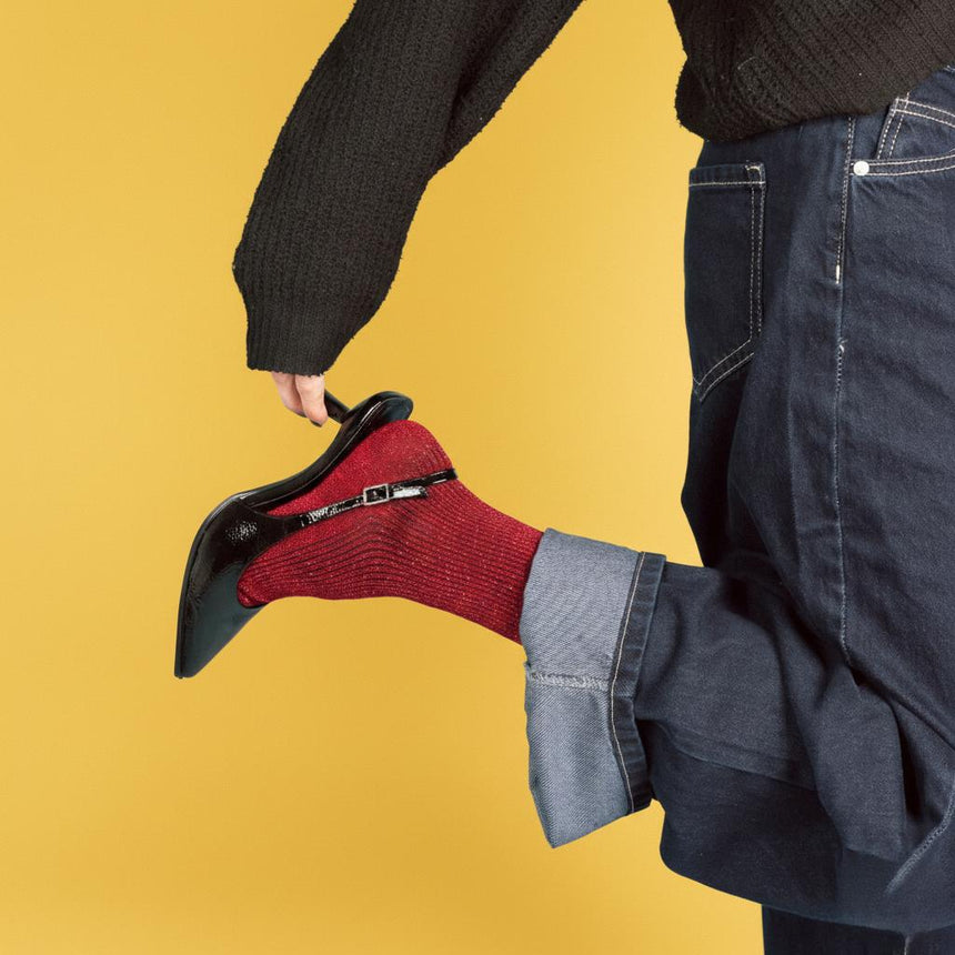 Klue - Glitter Lurex socks - Cherry | Scout & Co