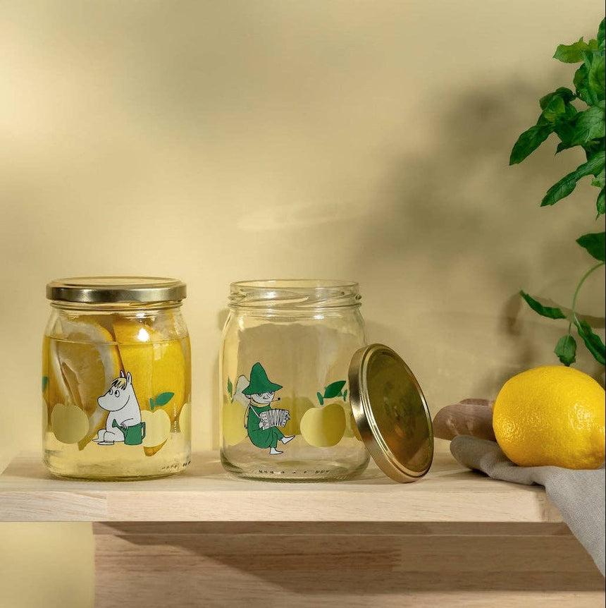 Muurla - Moomin glass kitchen jar - Joyful Apples - Yellow | Scout & Co