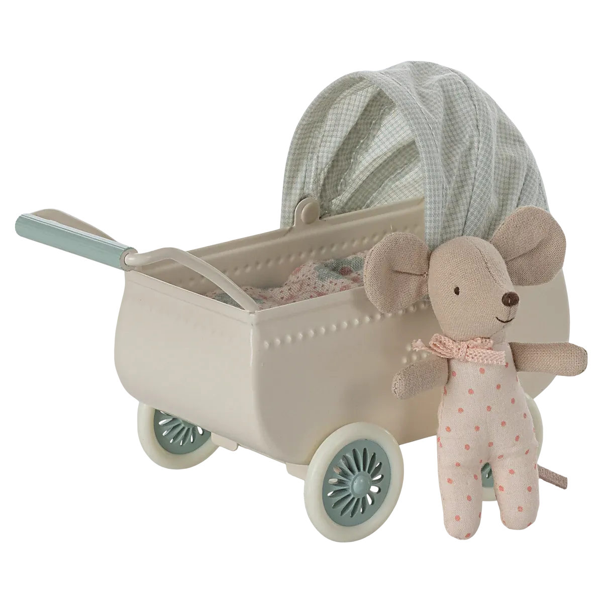 Maileg - Pram with baby mouse - Mint | Scout & Co