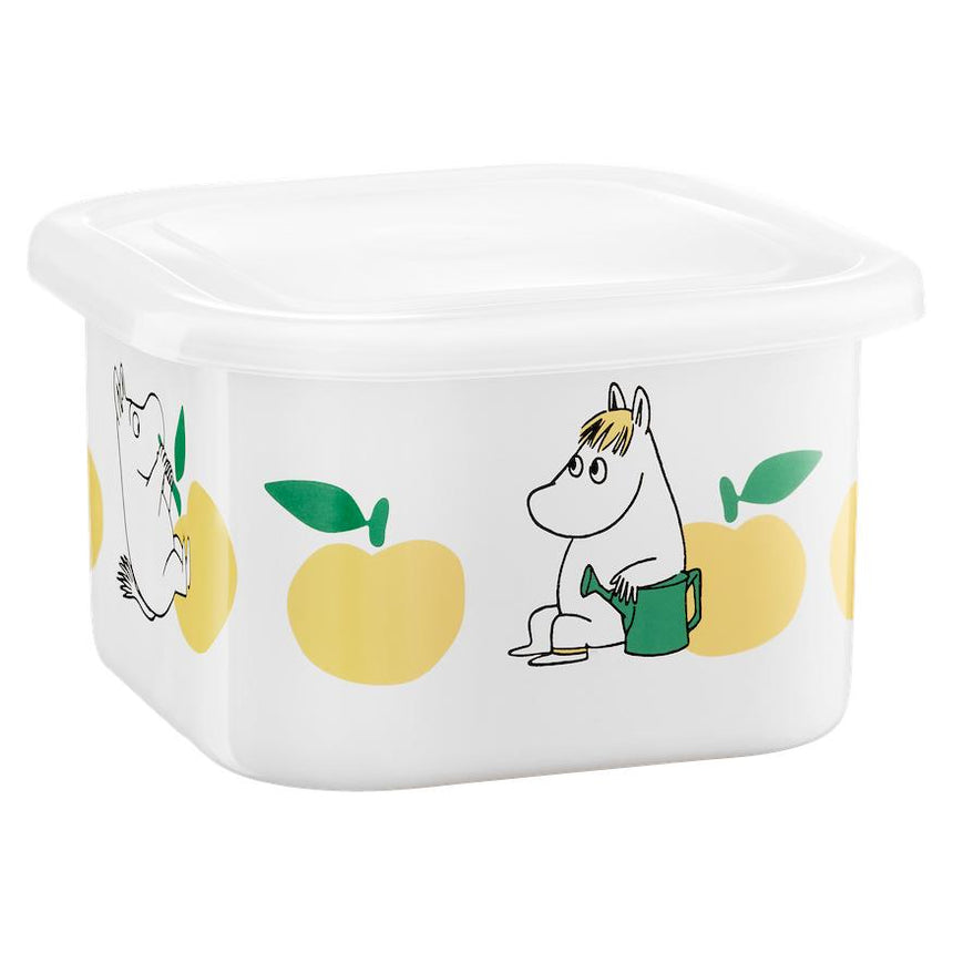 Muurla - Moomin enamel dish / jar with Lid - Joyful Apples - Yellow | Scout & Co