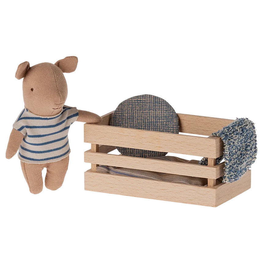 Maileg - Baby pig in box - blue stripe | Scout & Co