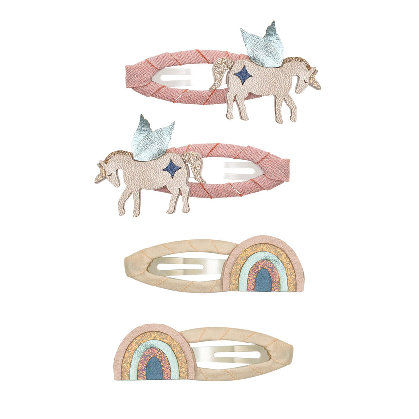 Mimi & Lula - Winged Unicorn & Rainbow clic clac hair clips - set of 4
