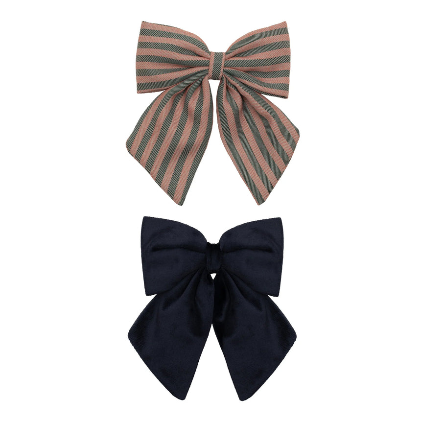 Mimi & Lula - Stripe Agnes bow hair clips - set of 2 | Scout & Co