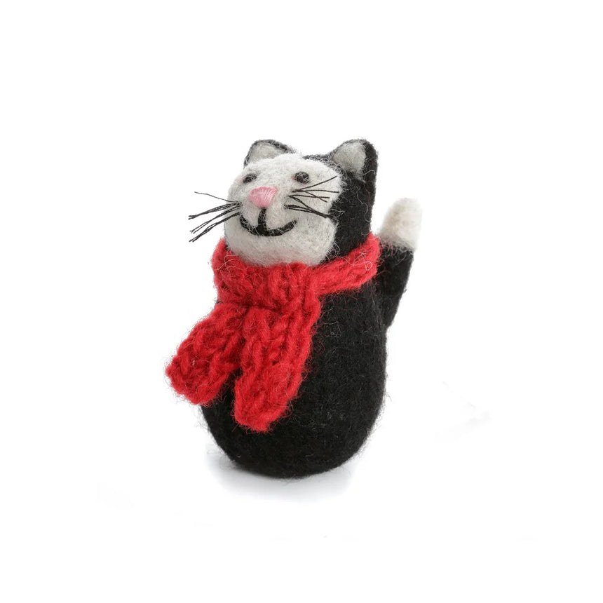 Amica - Black cat with scarf - Christmas felt decoration | Scout & Co