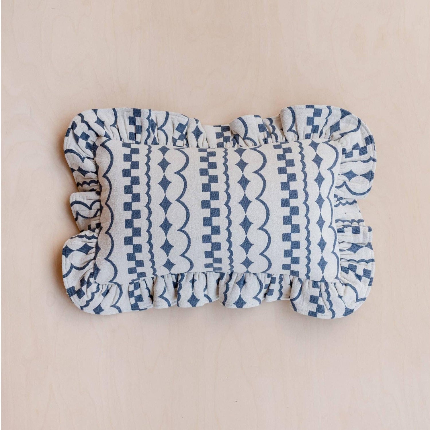 Cotton Cushion Cover in Navy Ruffle | Scout & Co
