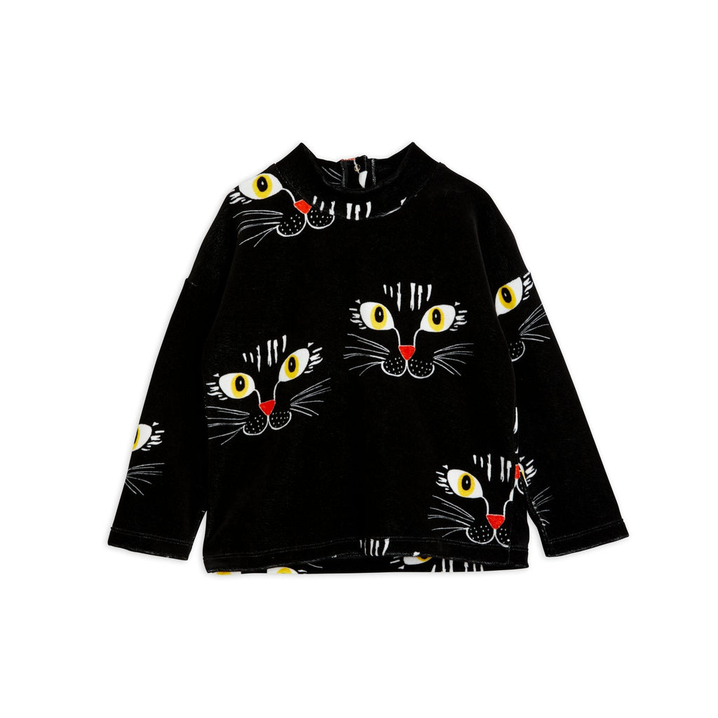 Mini Rodini - Cat Face velour sweatshirt | Scout & Co