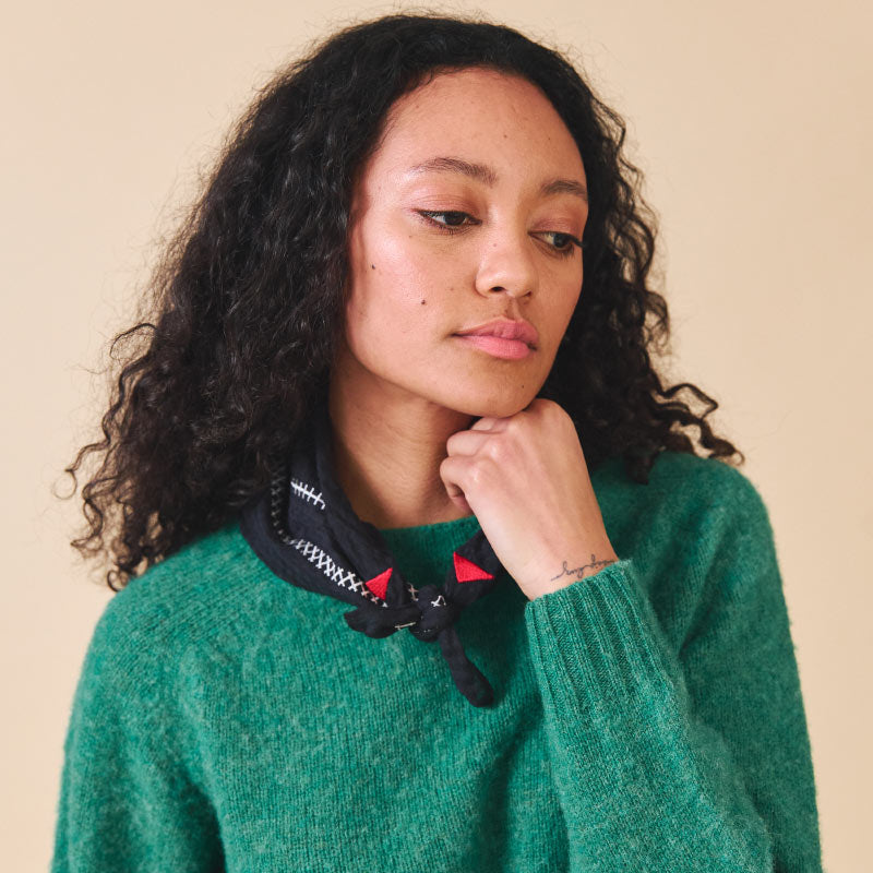 Sideline - Ella neckerchief - Black with stitch | Scout & Co