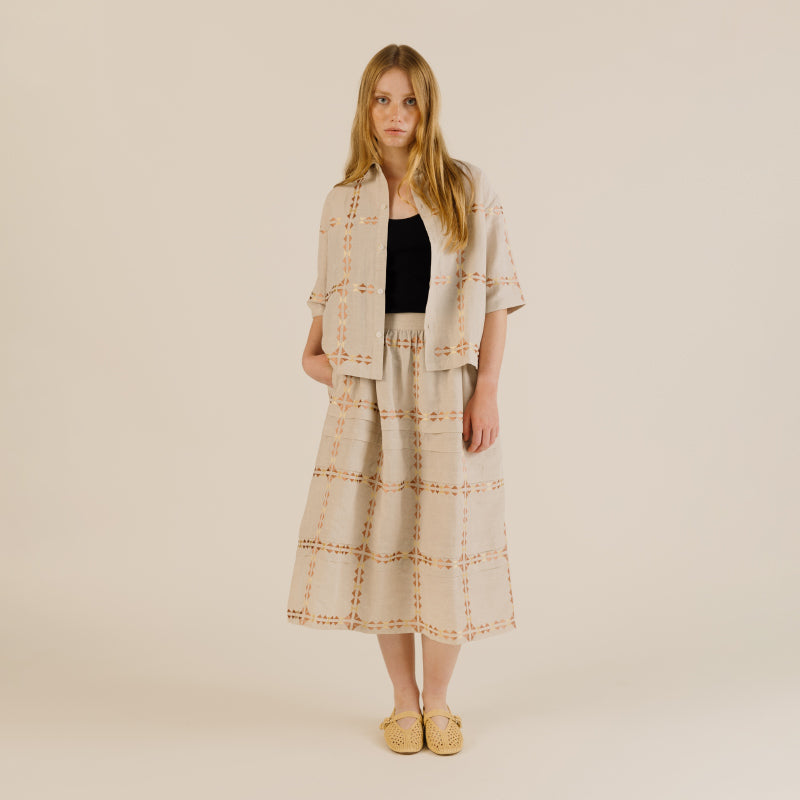 Sideline - Polly embroidered shirt - Oat | Scout & Co