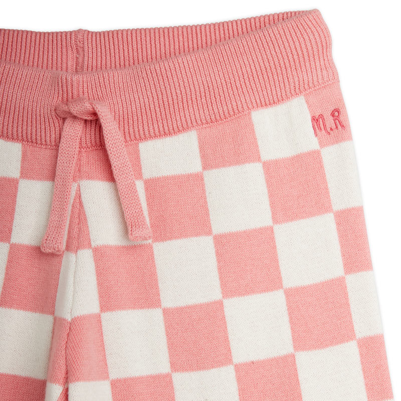 Mini Rodini - Chess check knit trousers - pink | Scout & Co