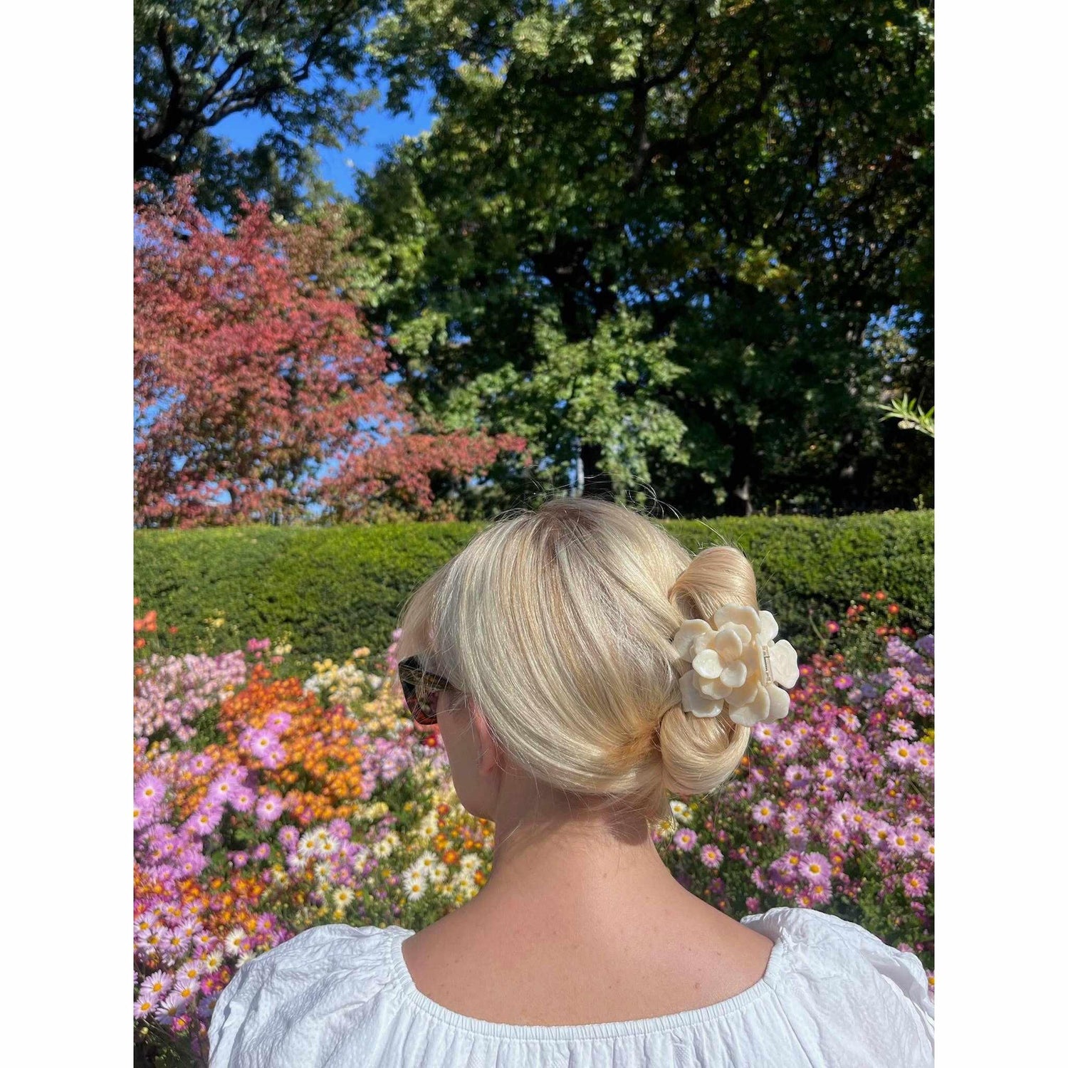 Solar Eclipse - Origami Gardenia flower handpainted hair claw | Scout & Co