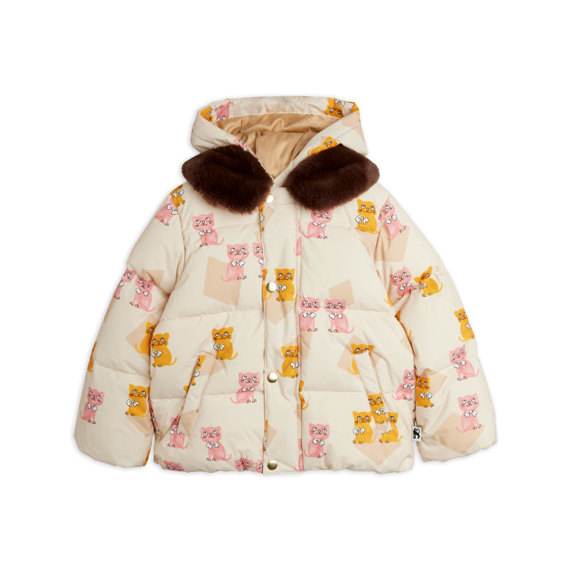 Mini Rodini - Kittens faux-fur collar puffer jacket