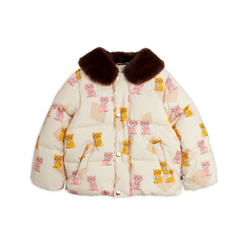 Mini Rodini - Kittens faux-fur collar puffer jacket