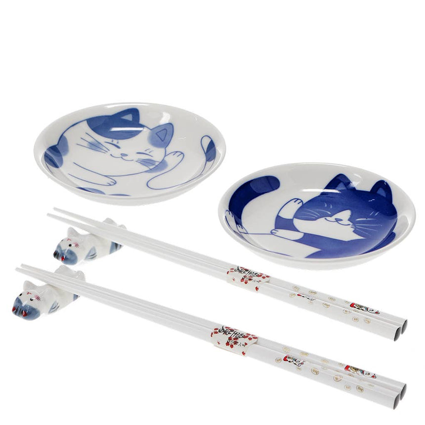Rex - Chopsticks, rests + dipping bowls set - Cat | Scout & Co