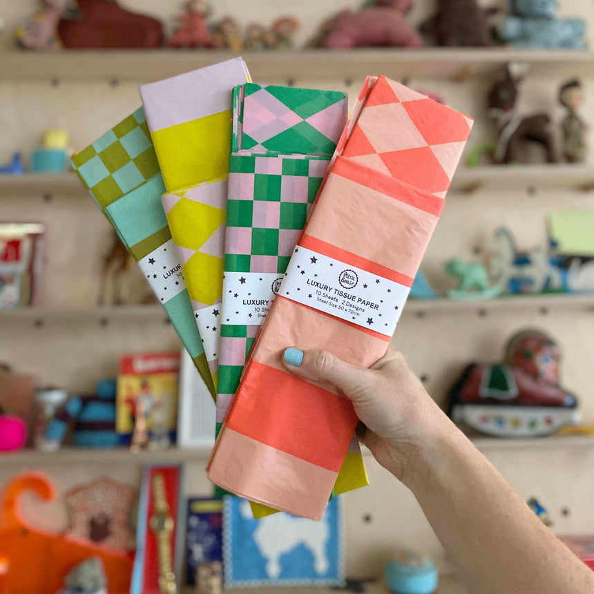 Petra Boase - Luxury Tissue Paper Chequerboard/Diamond - Green/Pink | Scout & Co