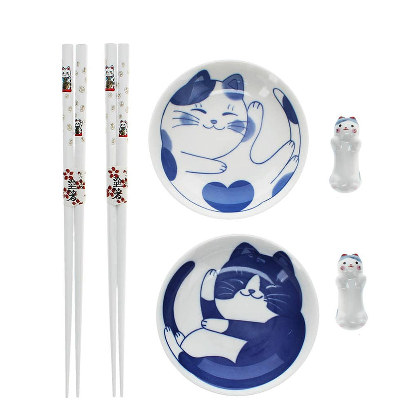 Rex - Chopsticks, rests + dipping bowls set - Cat | Scout & Co