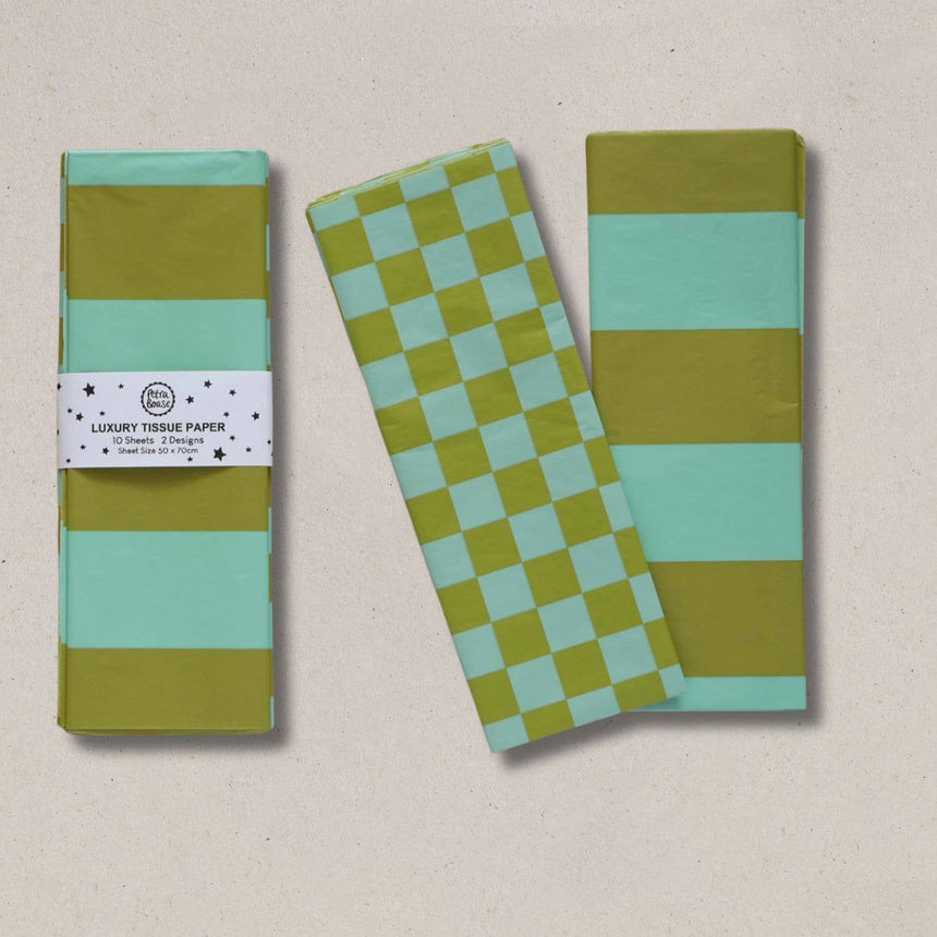Petra Boase - Luxury Tissue Paper 10 sheets - Pale Olive / Turquoise | Scout & Co