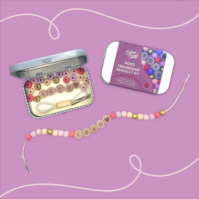 Cotton Twist - XOXO beaded friendship bracelet kit tin: Pink | Scout & Co
