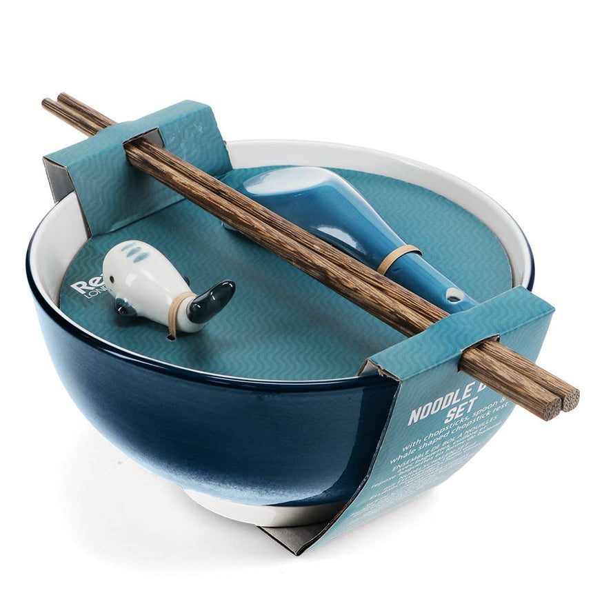 Rex - Ceramic noodle bowl set - Blue whale | Scout & Co
