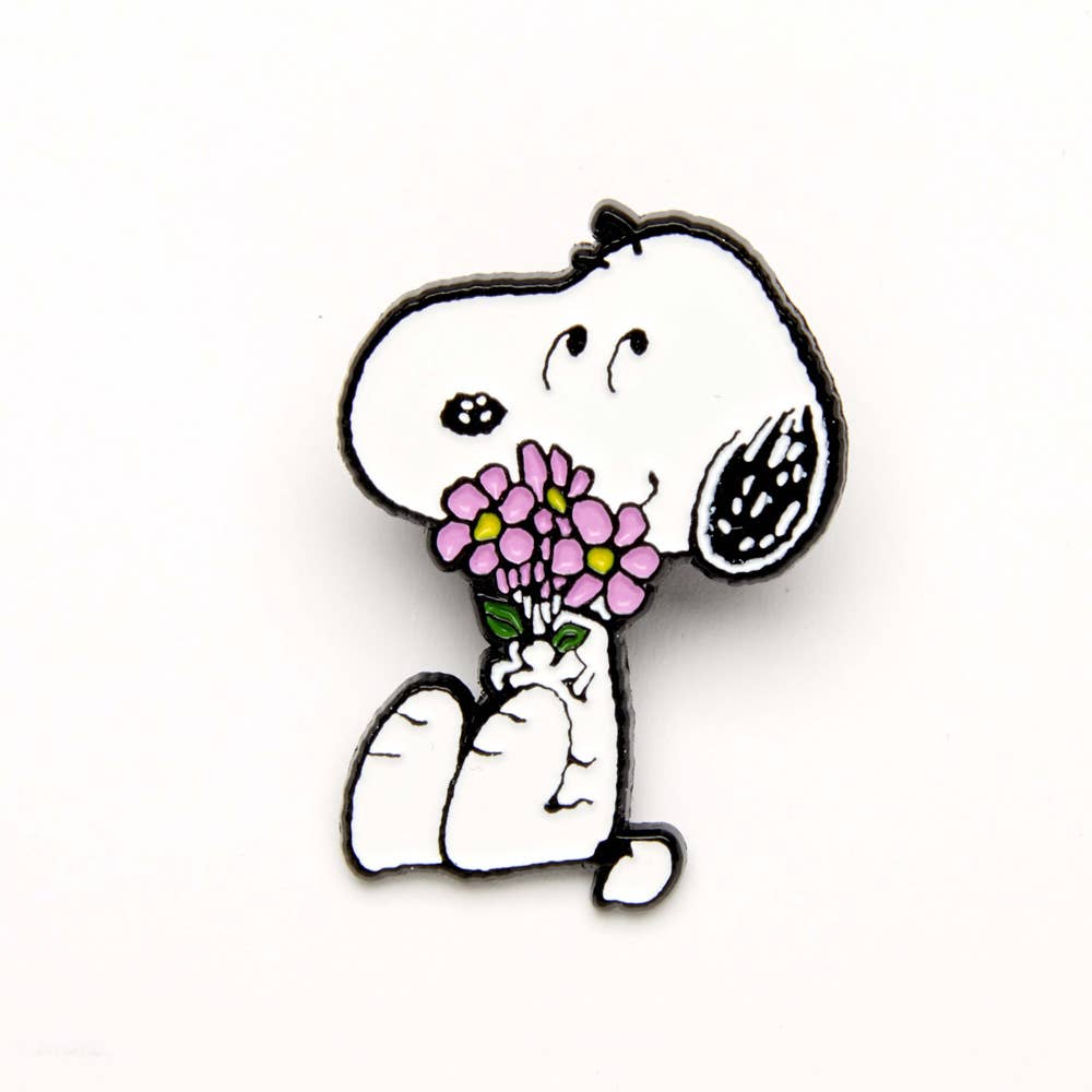 Magpie x Peanuts - Snoopy Flowers Give Hugs Pin | Scout & Co