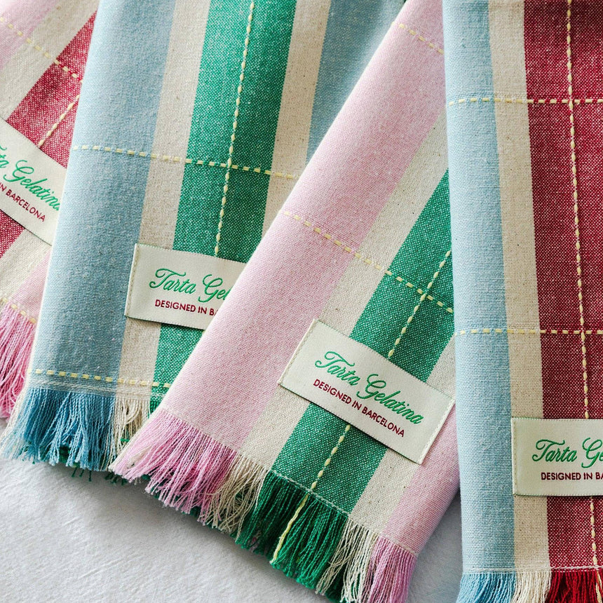 Tarta Gelatina - Striped Napkins (Set of 2) - Burgundy / Pink | Scout & Co