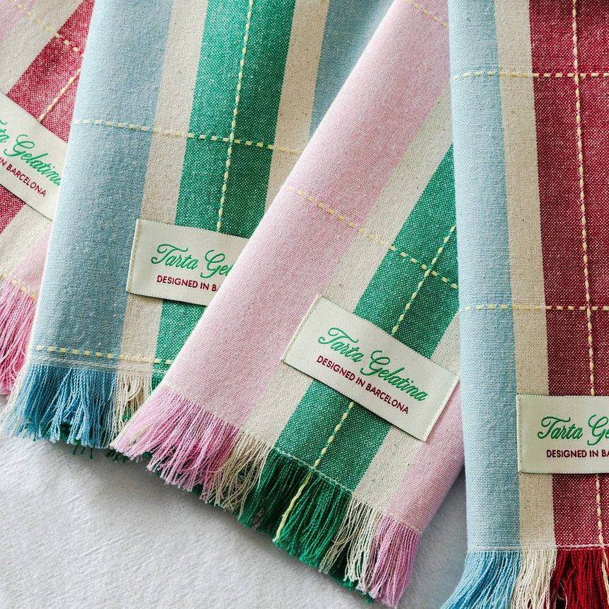 Tarta Gelatina - Striped napkins (set of 2) - Burgundy / Blue | Scout & Co