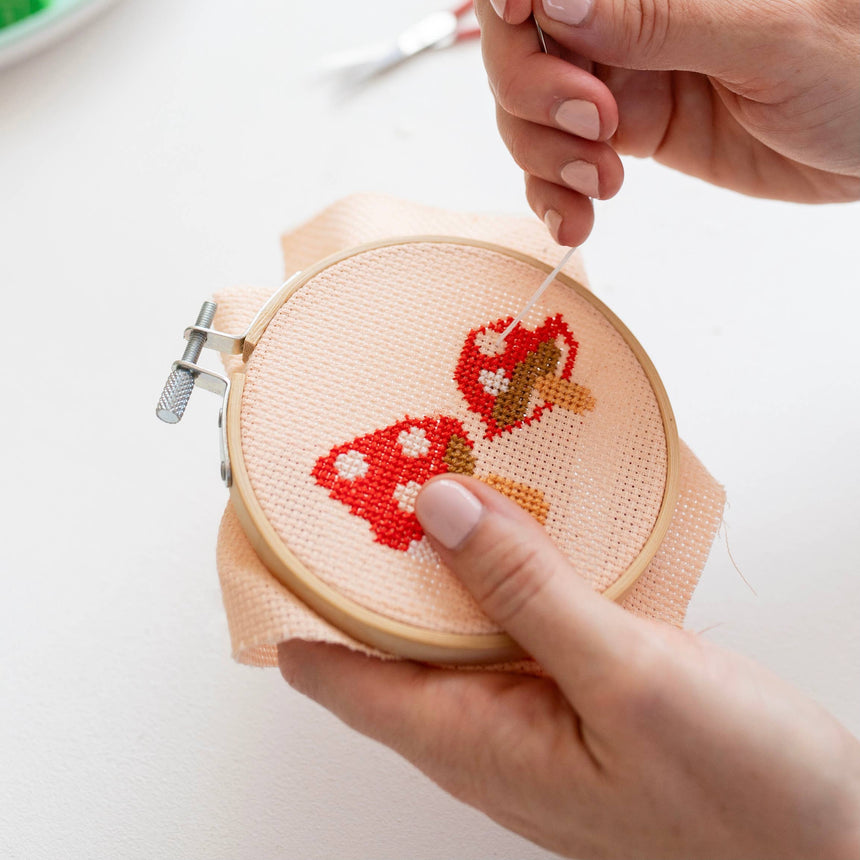Cotton Clara - Toadstool Cross Stitch Kit - Red | Scout & Co
