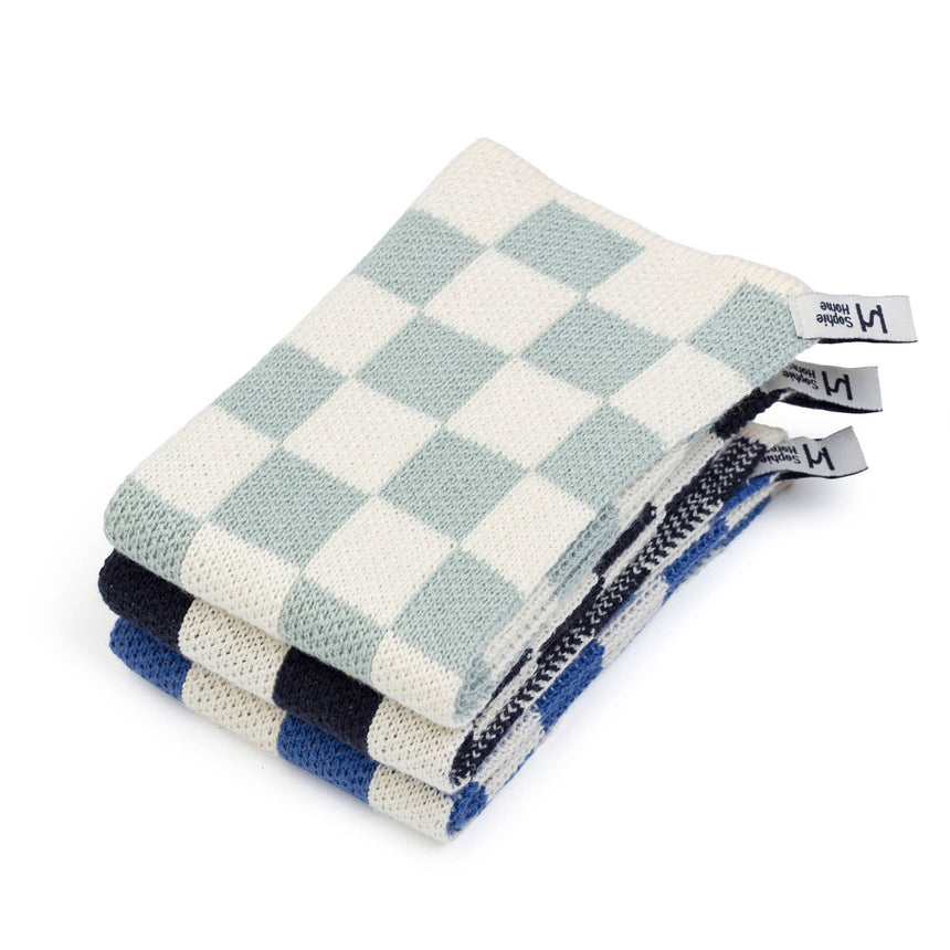 Sophie Home - Reusable Cotton Dishcloths - Check Cobalt | Scout & Co