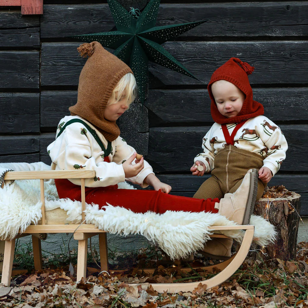 Silly Silas x Organic Zoo - Footed cotton tights with braces - Acorn Brown & Maple Leaf