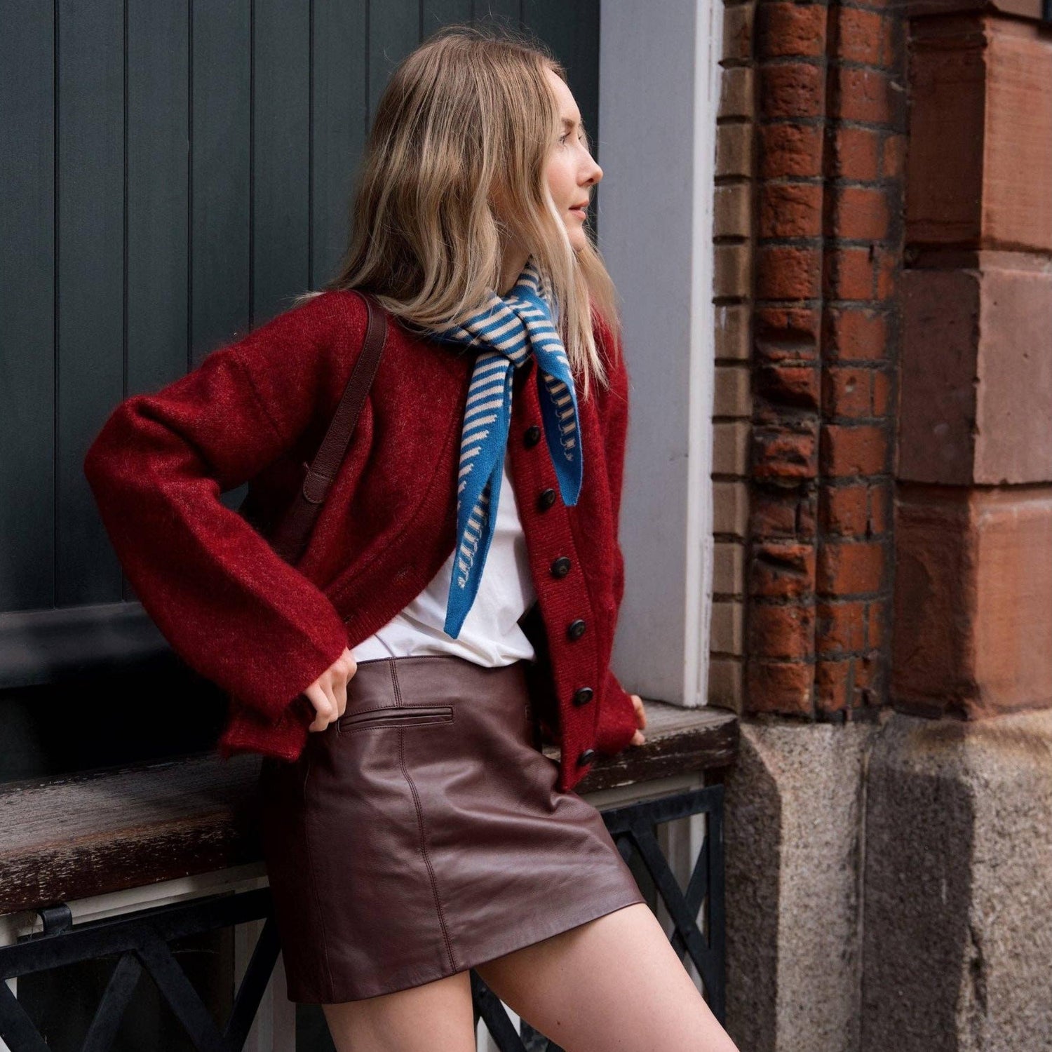 TBCo - Merino Triangle Scarf in Blue Stripe | Scout & Co