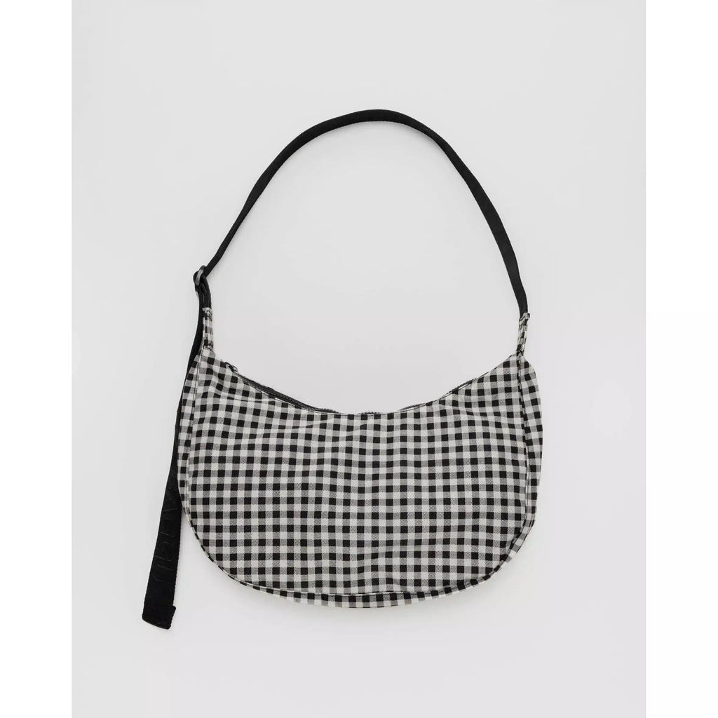 Baggu - Medium Nylon Crescent bag - Black & White Gingham | Scout & Co