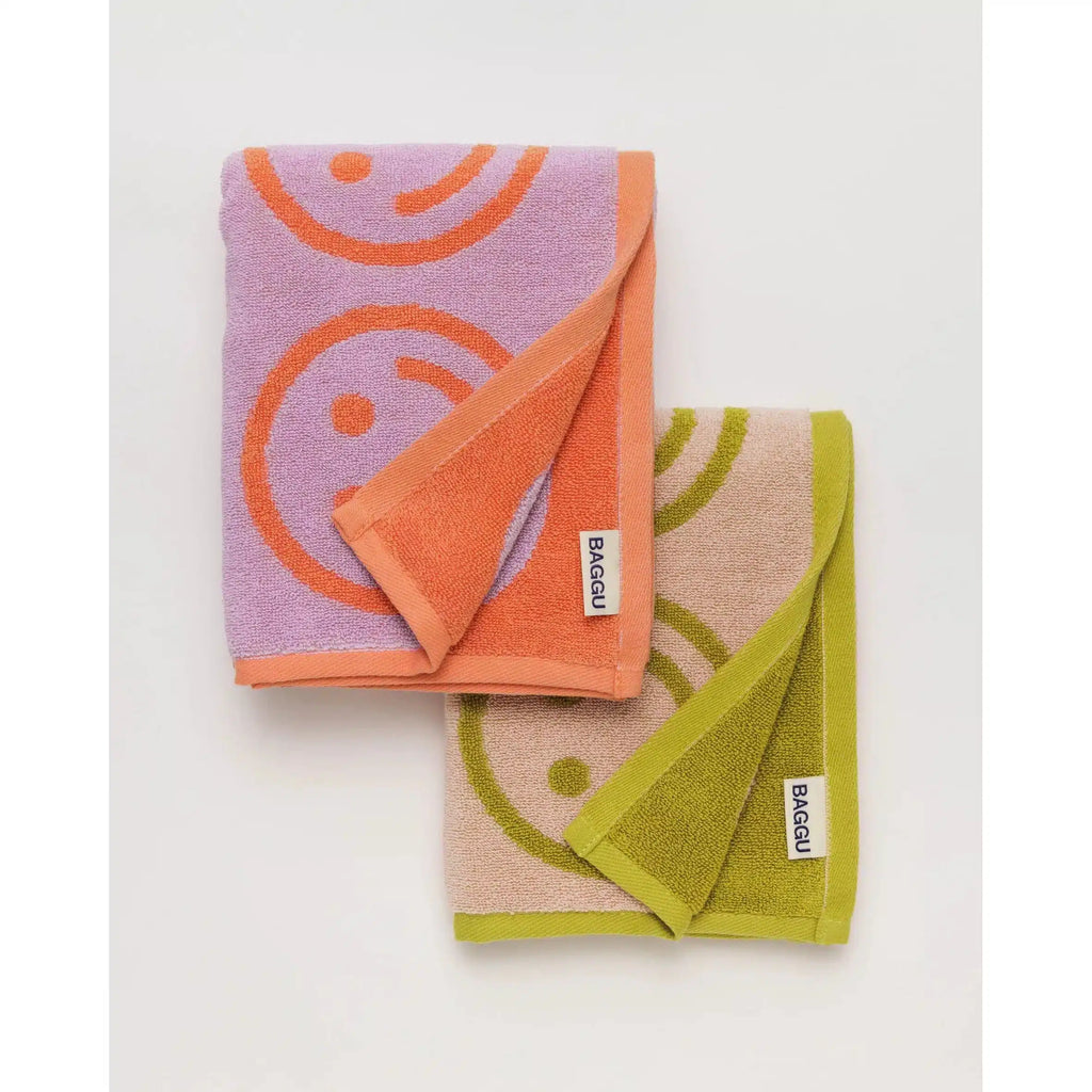 Baggu - Hand towels set of 2 - Lilac Ochre Happy | Scout & Co