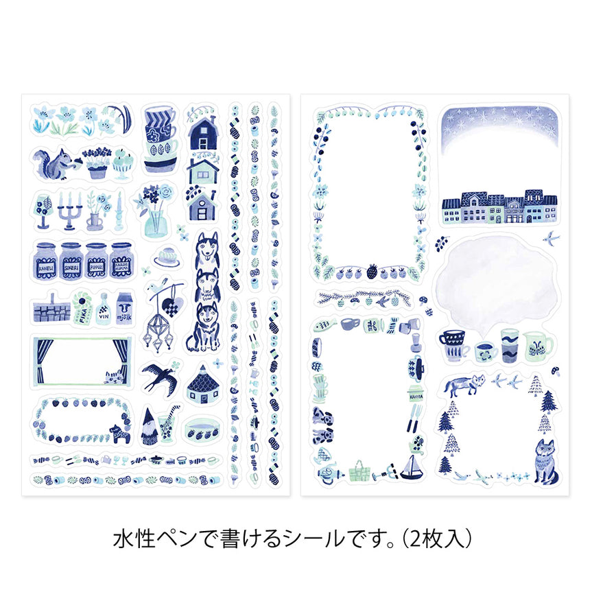 Midori - Yuru Log stickers - Blue Nordic (2 sheets)