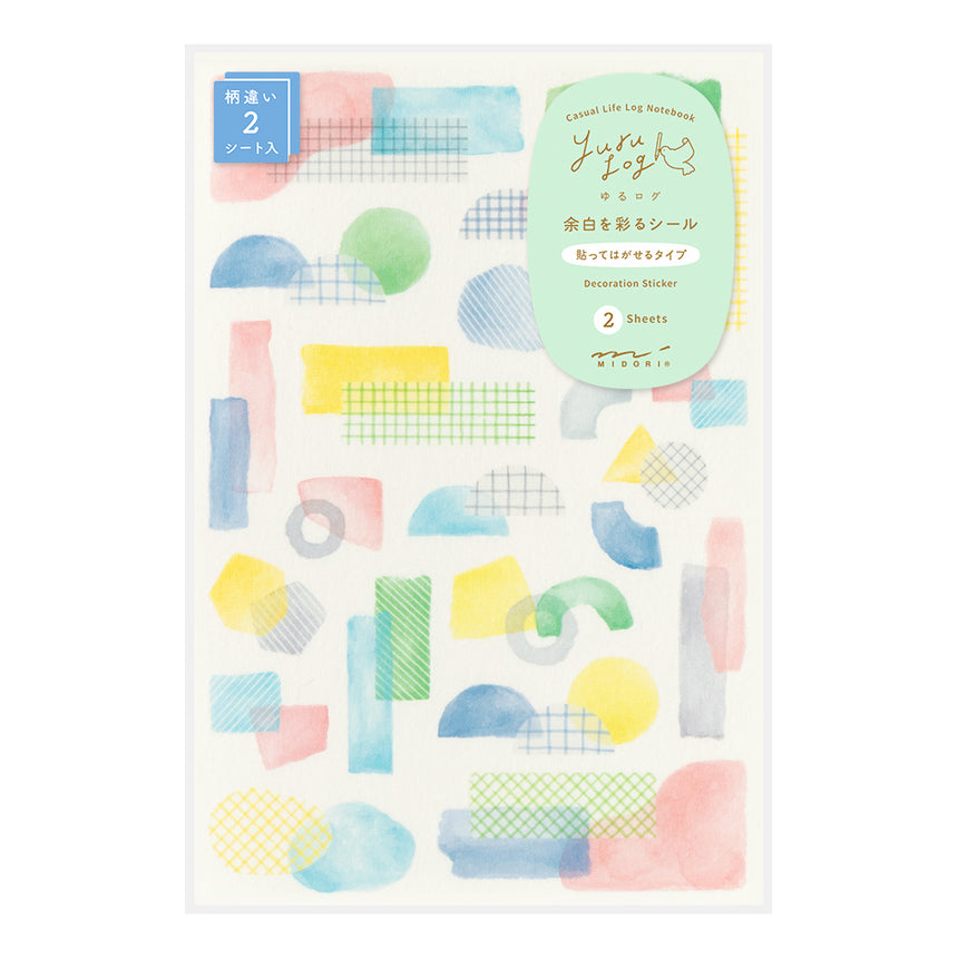Midori - Yuru Log stickers - Collage Watercolour Motif (2 sheets)