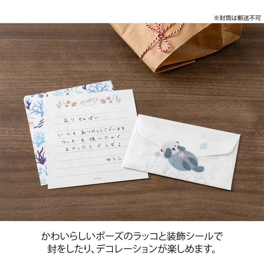 Midori - Mini letter set with stickers - For You Sea Otter