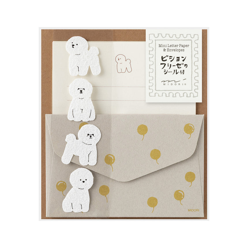 Midori - Mini letter set with stickers - Bichon Frise