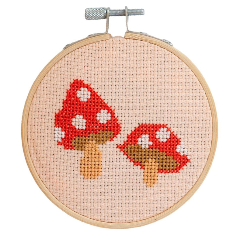 Cotton Clara - Toadstool Cross Stitch Kit - Red | Scout & Co