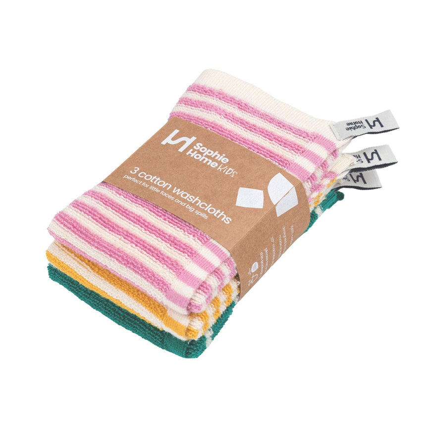 Sophie Home - Reusable Kids Washcloths - Pink Stripe | Scout & Co