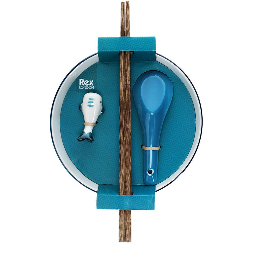 Rex - Ceramic noodle bowl set - Blue whale | Scout & Co