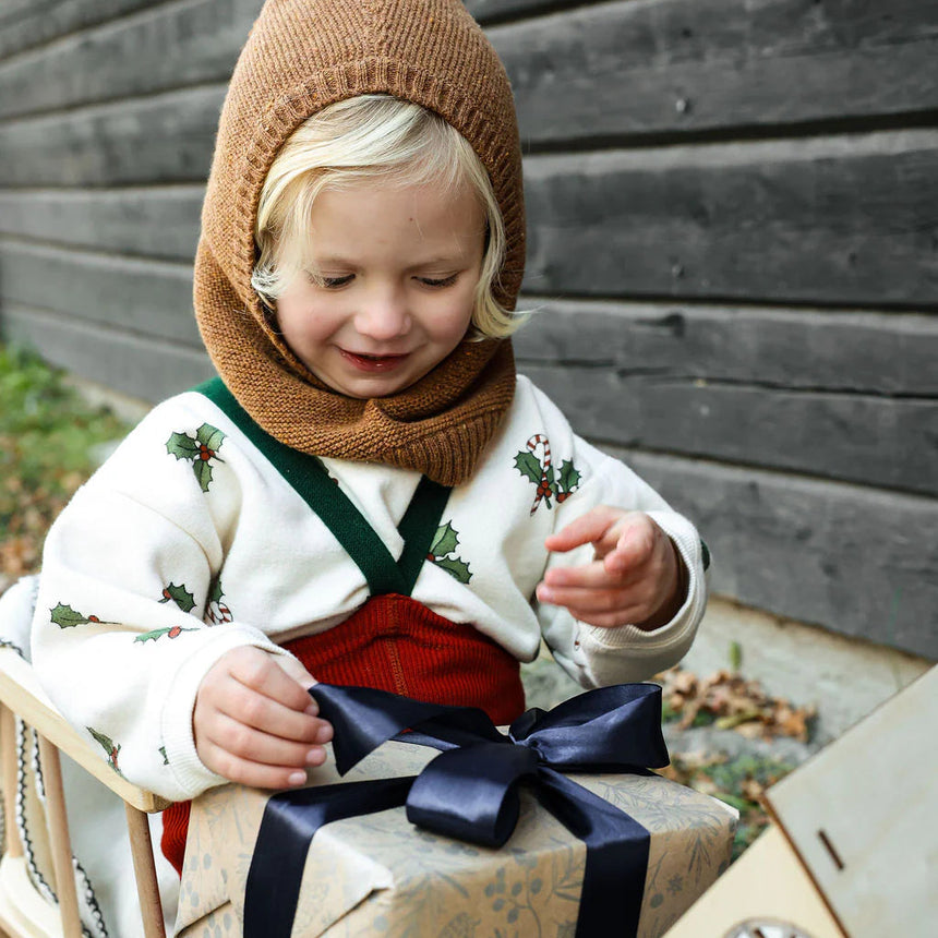 Silly Silas x Organic Zoo - Footed cotton tights with braces - Maple Leaf & Dark Forest Green