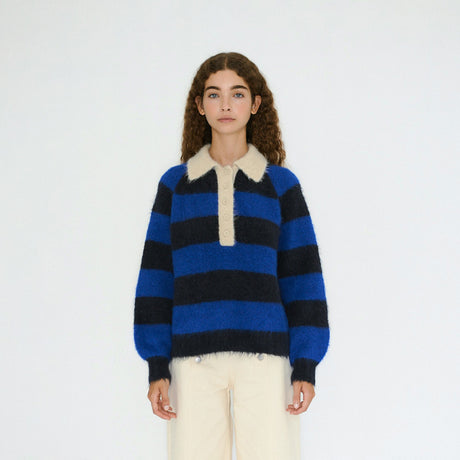 The Tiny Big Sister - Frank striped polo sweater - ultramarine | Scout & Co