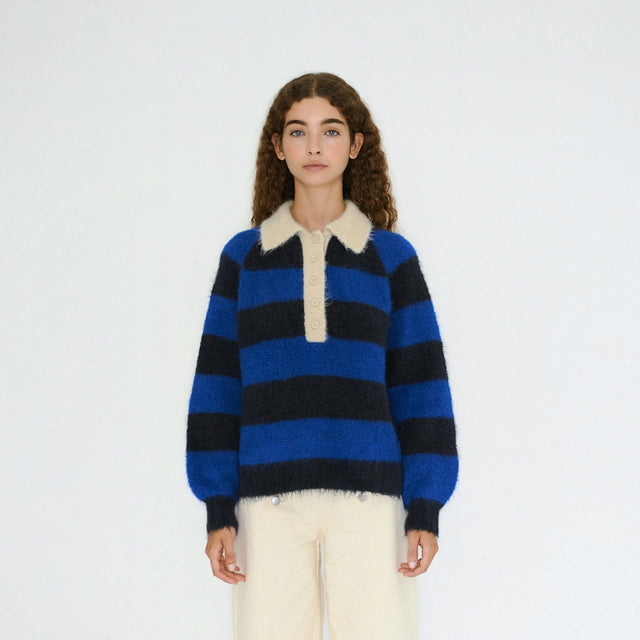 The Tiny Big Sister - Frank striped polo sweater - ultramarine | Scout & Co