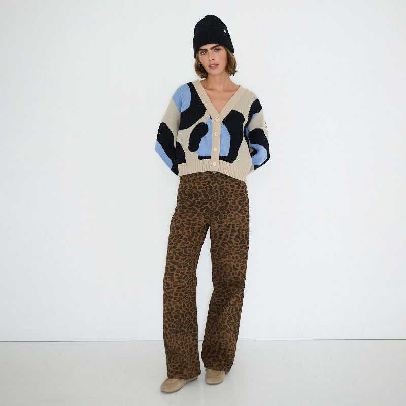 The Tiny Big Sister - Nora animal-print cardigan - dark vanilla | Scout & Co