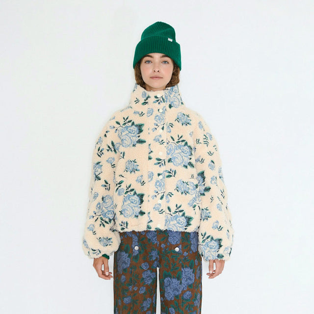 The Tiny Big Sister - Roses sherpa jacket - vanilla | Scout & Co