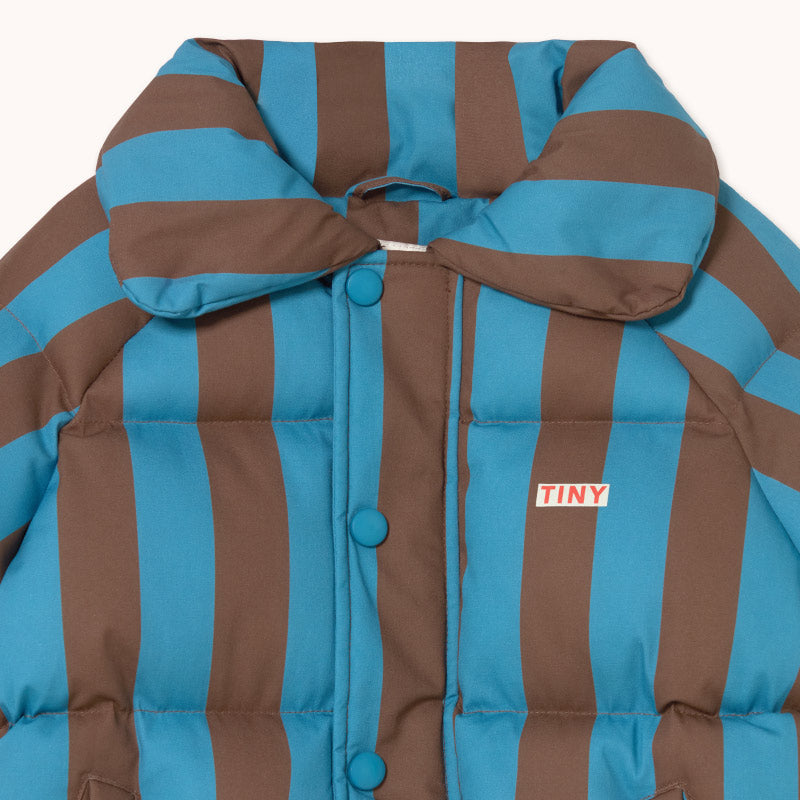 Tiny Cottons - Blue & cacao stripes short padded jacket | Scout & Co