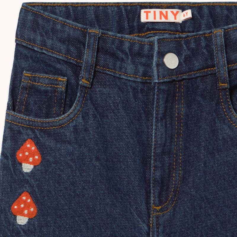 Tiny Cottons - Mini Mushrooms embroidered denim jeans | Scout & Co